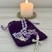 Catholic Purple Pearl Beads Rosary Necklace 6mm Beads for Prayer and Meditation Zinc Alloy Crucifix & Holy Soil Medal Jewelry Gift