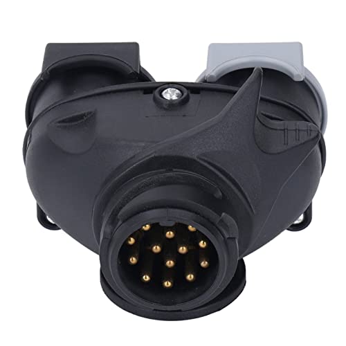 Adaptador de remolque de 13 pines profesional y resistente con doble toma de 12V