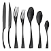 Serwis Wysokiej jakości obiadowe naczynia Czarne sztućce Zestaw Matowy Steak Nóż Widelec Kawa Spoon Zestaw Zestaw Naczynia Ze Stali Nierdzewnej Zestaw stołowych sztućców (Color : 7Pcs)