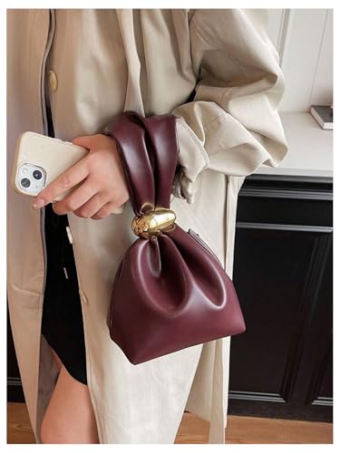 Milumia Women's Pu Leather Clutch Purses Metal Decor Mini Wristlet Handbag4