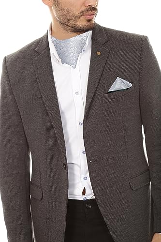 Image of DiBanGu Mens Silk Ascot Ties Paisley Jacquard Woven Cravat and Pocket Square Cufflinks with Lapel Pin for Business Wedding
