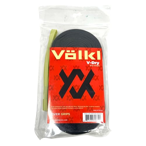 Völkl V-Dry Overgrip | Tennis, Pickleball & Squash Racquet Overgrip | Dry-Touch, Sweat-Absorbing Grip Tape (Charcoal, 30 Pack)