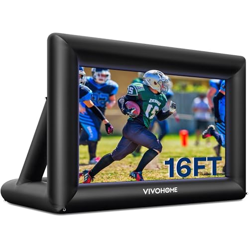 VIVOHOME 16 FT Inflatable Projector Screen for Outside, Blow Up Movie Screen Outdoor Use, Mega Large TV Screen with Carry Bag for Backyard, Triangular Back Support