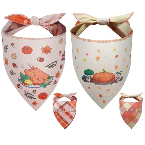 50% Off Thanksgiving Dog Bandanas 2-Pack, Reversible & Adjustable
