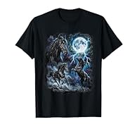 Three expressive Horses portraits under a full moon with cosmic sky in the night. Perfect for Horses and great Horses fans. Perfect for Horses and great Horses fans. Funny wildlife art with moonlight, mist, and storm energy. Ideal for nature and anim...
