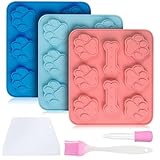 Moldes De Silicona En Forma De Pata De Perro, 3 Moldes de Silicona Para Tartas, Hueso De Perro Para Chocolate, Caramelos Dulces, Gelatina Y Cubitos Hielo