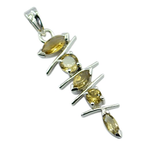 Pendentif citrine argent sterling anti-ternissement pour sublimer les décolletés féminins