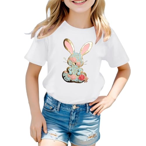 Camiseta infantil infantil de coelho para bebês e meninas, camiseta de coelhinho, roupas de páscoa,