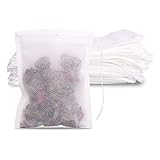 Tamaño: 200 filtros de té, suficiente para un largo tiempo. El diámetro de la bolsa de té es de 7 cm y la profundidad es de 9 cm.