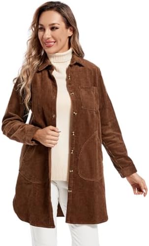 Cozy Corduroy: Stylish Button-Down Blouse Fashionable Women
