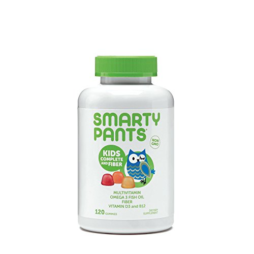 SmartyPants Kids Formula & Fiber Daily Gummy Multivitamin: Fiber for Digestive Health, Vitamin C, D3, & Zinc for Immunity, Omega 3 Fish Oil (EPA & DHA), B6, Methyl B12, 120 Count (30 Day Supply)