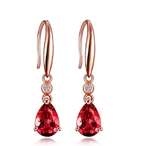 Boucles d'oreilles or rose femme avec diamant et tourmaline poire 1,35 ct pour mariage
