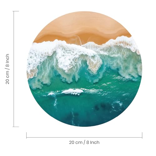 Image of Premium Non-Slip Mouse Pad | Smooth Surface for Optical & Laser Mouse | Durable Base Designs | Ideal for Office, Home & Gaming (Round Tropical Beach Aerial)