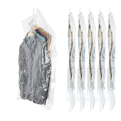 Sunhorde Hanging Vacuum Storage Bags For Clothes 6 Pack Large Hanging Vacuum Sealed Bags, Hanging Space Saver Bags For Closet Organizer, Garment Cover Vacuum Sealer Bags For Travel #TOP5