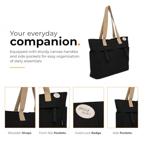 Image of Tressential Canvas Tote Bag, HandBag for Women, Multi-Pocket Design, Casual Style for Office & College