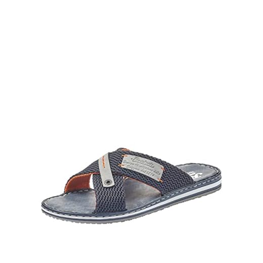 Rieker Herren 21539 Pantoletten, Blau (Navy/Grigio 14), 43 EU