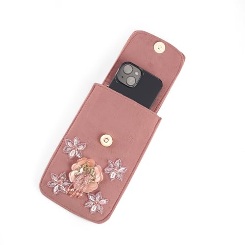 Image of J I ACCESSORIES Velvet Saree Clutch Mobile Pouch Waist Clip Ladies Purse Gift For Women