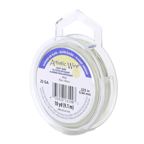 Image of Artistic Wire, 22 Gauge Silver Plated Tarnish Resistant Colored Copper Craft Wire, White, 10 yd