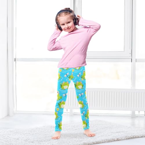 ALAZA Girls' Leggings Children's Yoga Pants Skinny Printed Dance Frog Dragonfly Comfortable 4T3