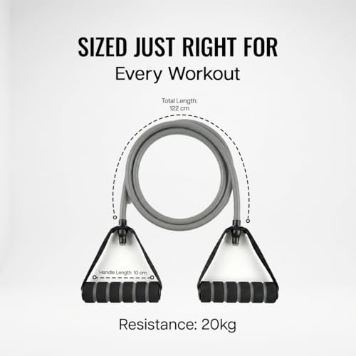 Image of Wiselife Adjustable Resistance Bands with Handles for Exercise | Heavy Duty Workout Bands with Door Anchor for Strength Training, Physical Therapy & Full Body Home Workouts 20 kg(Gray)