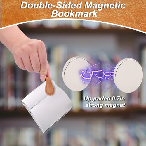 Mity rain 4PCS Magnetic Bookmarks, Magnetic Bookmarks Leather for Women, Double-Sided Vintage Book Mark Clip Gift for Book Lover Readers Men Women Teachers Students, Book Accessories