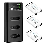 FirstPower NP-BX1 Battery 3-Pack and Triple Slot Charger for Sony ZV-1F, ZV-1, ZV-1 II, Cyber-Shot DSC-HX80, HX90V, HX95, HX99, RX1, RX1R II, RX100 (II/III/IV/V/VA/VI/VII), FDR-X3000, HDR-AS50