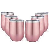 TDYDDYU 6 Pack 12 OZ Stainless Steel Wine Tumbler with Lid,Wine...