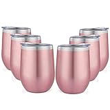 TDYDDYU 6 Pack 12 OZ Stainless Steel Wine Tumbler with Lid,Wine...