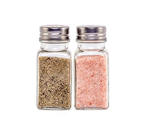 Salt And Pepper Shaker Set With Wood Holder, Glass Containers, Stainless Steel Lids, Easy To Clean & Refill, Gift, Farmhouse Kitchen Table For Home And Restaurants #TOP2