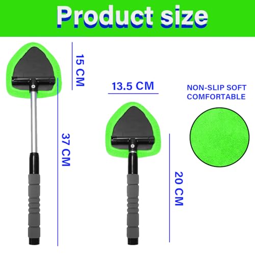 Adunsiaoto Car Windshield Cleaner Tool with Long Handle and Microfiber Cloth, Long Reach Windscreen Cleaner, Car Windscreen Cleaner, Car Window Cleaners Tool, Extendable Windscreen Demister Tool - Image 4