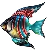 CREATCABIN Poisson Métal Mur Art Suspendu Plage Thème Mur Ornement Vie Marine Animal Artisanat Ar...
