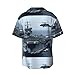 JBYJBX Aircraft Carrier Print Men's Pocket Hawaiian Shirts â€“ Short Sleeve Casual Beachwear for Summer S-4XL Black