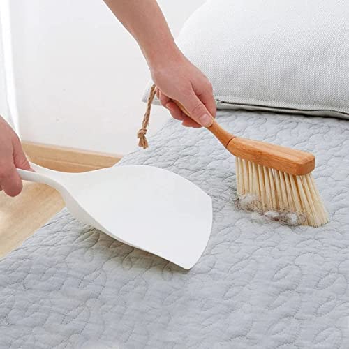 Small Broom And Dustpan Set, Bamboo Handle Mini Brush Dustpan, Short Hand Broom For Home,Kitchen, Office, Pet, Desktop, Outdoor (11.5") #TOP1