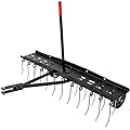 Suchtale 48inch Tow Behind Dethatcher with 24 Spring Steel Tines,Lawn Sweeper Garden Grass Tractor Rake Removes Thatch from Large Lawns, Riding Lawn Mower Attachments for Outdoor Yard Tools Lawn Care