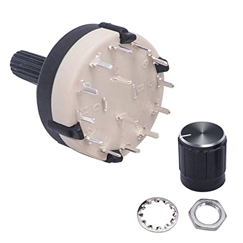 Taiss 3Pcs Rotary Switch Rs26 2P12T Band Switch Band Channel Rotary Selector Switch 2 Pole 12 Position Selectable Position + 3Pcs Knob #TOP2