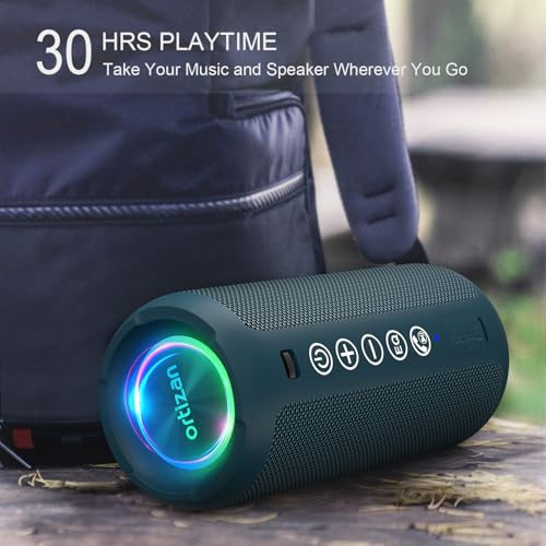 Image of Ortizan Portable Bluetooth Speaker: IPX7 Waterproof, 24W Loud Sound, Deep Bass, Bluetooth 5.3, LED Lights, Wireless Stereo Pairing, 30H Playtime, for Home /Outdoor /Party /Beach, Birthday Gift (Blue)
