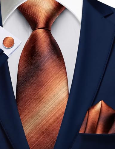 Image of Barry.Wang Plaid Ties Checkered Mens Silk Necktie Handkerchief Cufflinks