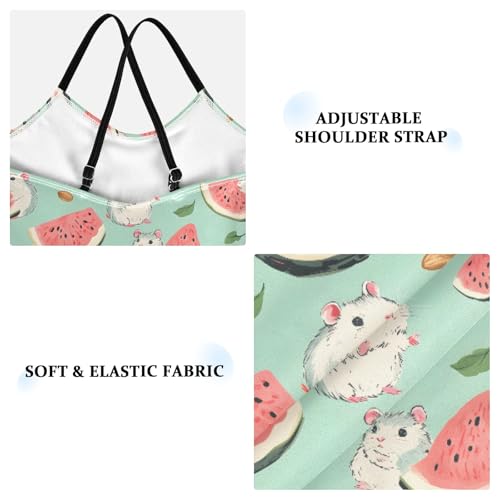 senya Girls Swimsuits One-Piece Swimwear Tie Bathing Suit Beach Summer Round Neck 5-6T Watermelon Hamster Pattern3