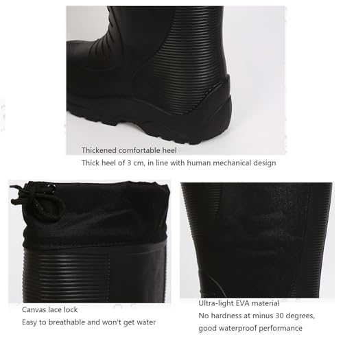 CLSQLXYJZC Mens Winter Warm Rubber Boots, Men High Barrel Waterproof Anti Slip Warm Fur Interior Rain Shoes, Outdoor Snow Rain Garden Durable Field Boots, for Farming, Hunting, Lawn Work4
