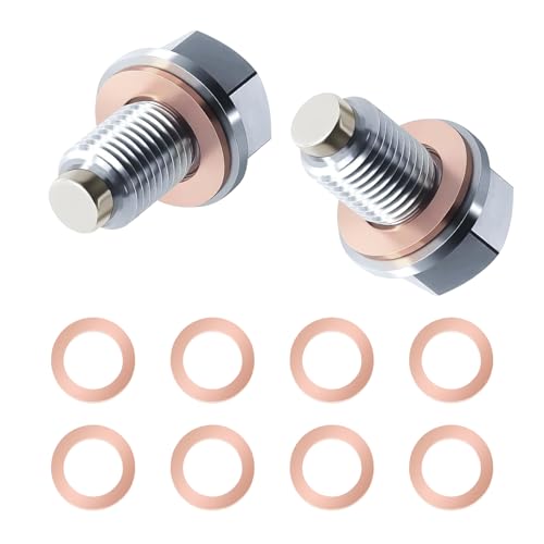 2 Stück Magnetische ölablassschraube,M14 x 1,5 mit 10 ölablassschraube Dichtung öl Ablassen Schraube Magnetische Dichtung Ölwannenablassmutter Ablassschraube Öl für Meisten Autos Boote Motorräder