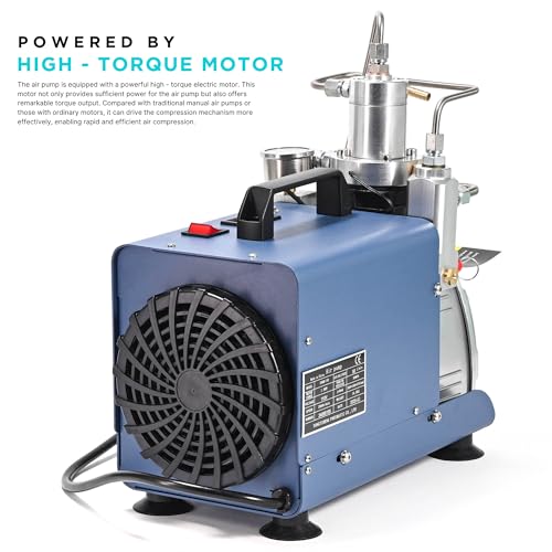 Image of Air Compressor, YONG HENG Electric High Pressure PCP Air Pump with Auto Shut-off, 30Mpa 4500 PSI Air Pump for Paintball Airgun Scuba Air Rifle Fill Station for Fire Fighting Diving