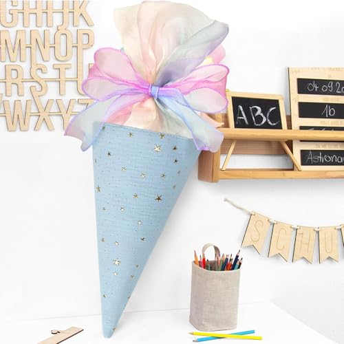 Ltsbaed 2 Stück Geschwister Schultüte, Geschenktüte Schule Schultüte, Zuckertüte zur Einschulung, Geschenkverpackung Schultüte für Junge und Mädchen(Blau/Rosa)