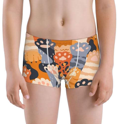 Boys' Cotton Boxer Brief Soft Underwear-Cute Cat Paw