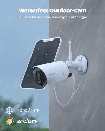 Reolink 2K Überwachungskamera Aussen Akku, Kabellose Solar WLAN Kamera Outdoor mit PIR- & KI-Erkennung, 2,4GHz Wi-Fi, IR-Nachtsicht, Zeitraffer, 2-Wege-Audio, Wetterfest, Argus Eco 3MP mit Solarpanel 6