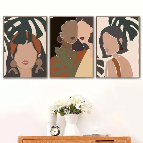 Peinture sur toile abstraite rétro de qualité premium pour grand mur de salon