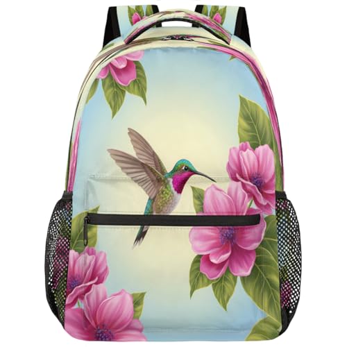 Mochila escolar de viaje con diseño de colibrí ideal para campus universitario
