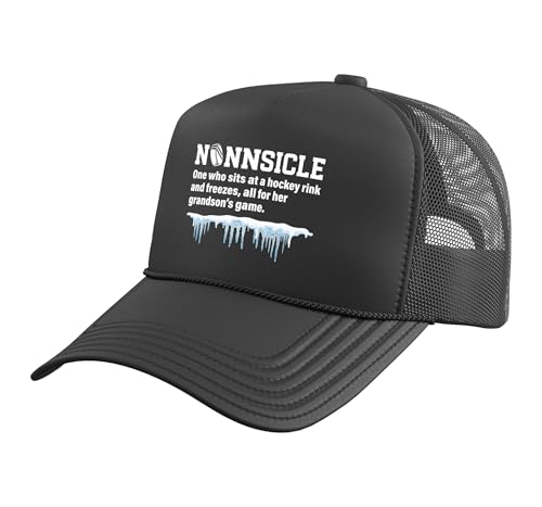 Nannsicle Definition Ice Hockey Nanny of A Hockey Player Trucker Hat with Adjustable Mesh Back, Black