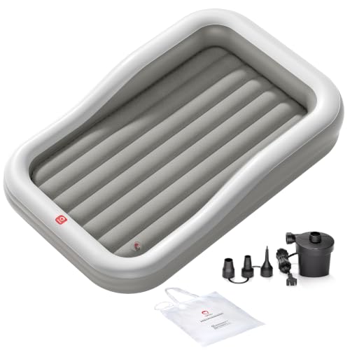 QPAU Inflatable Toddler Travel Bed with 3-Sided...