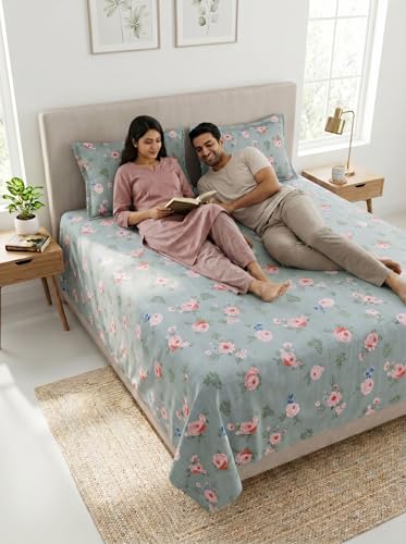 Image of Mafatlal 130 GSM Pearl Double Size Bedsheet with 2 Pillow Cover | Soft Fabric, Breathable, All Season | 90 x 100 Inches | Fog Grey