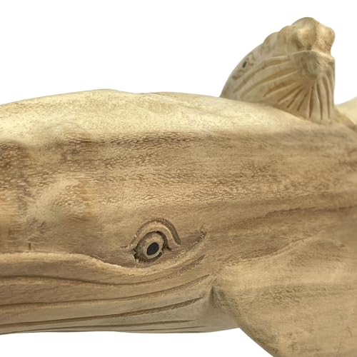 Estatua decorativa de madera tallada gloriosa ballena jorobada 20 in miniatura 3